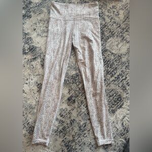 Athleta Speckled Pink and Gray Salutation stash pocket leggings